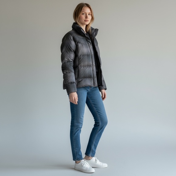 ⭐️ Woman’s Gray Plaid Columbia Omni Shield Down Puffer Coat Jacket Size MEDIUM - Picture 7 of 16